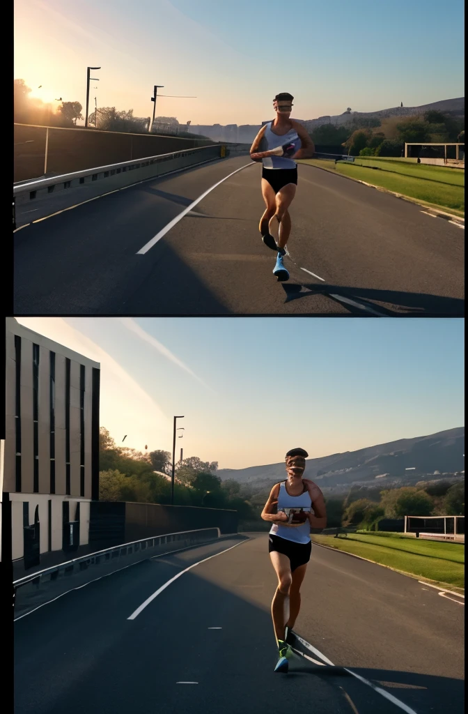 Footage of a sunrise over a small town. 
•  Clips of Alex running through fields and streets, showcasing his dedication and passion. Slow-motion footage of Alex competing in a local marathon.
• A dramatic fall during the race, highlighting the moment of injury.
•Hospital scenes with doctors explaining the severity of the injury. Clips of physical therapy sessions, focusing on the pain and struggle.
• Footage of Alex visualizing himself running, perhaps lying in bed or during therapy. Alex jogging short distances, gradually increasing his pace.
• Time-lapse sequences showing the change from small steps to full running.
• Motivational music building up as Alex's strength returns. Footage of the national championship event.
• Alex at the starting line, looking determined and focused.
• Clips of the race, capturing the intensity and excitement. Alex crossing the finish line and winning the race.
• Crowd cheering and Alex’s emotional reaction to his victory.
• Interviews or testimonials from spectators, coaches, or family members.  Scenes of Alex continuing to train and inspire others.
• A montage of people inspired by Alex’s story, perhaps training or pursuing their own dreams.
• Closing shots of Alex running into the sunset, symbolizing his endless determination. Create realistic animation and create all images step by step.