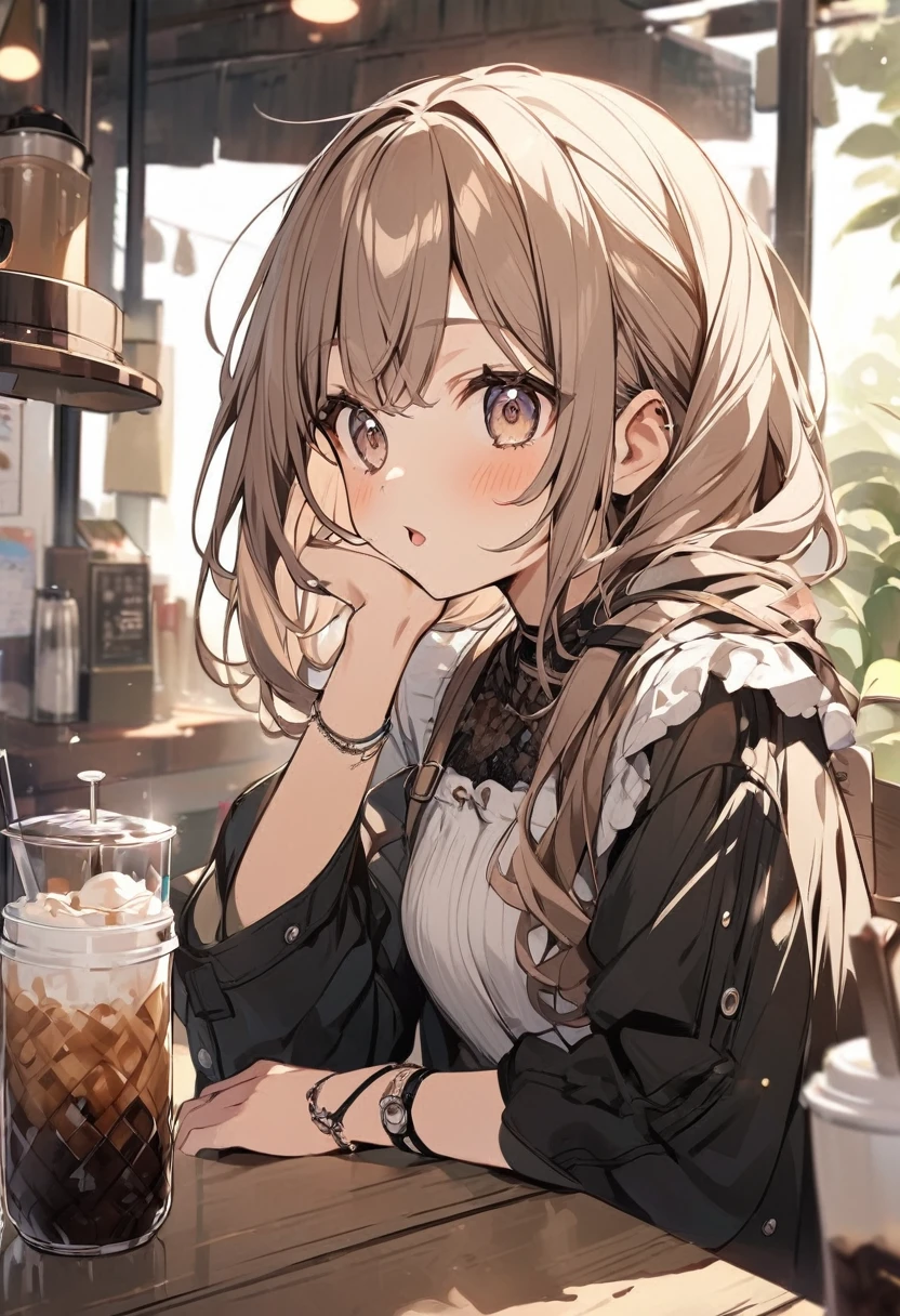 iced coffee、One girl、cute