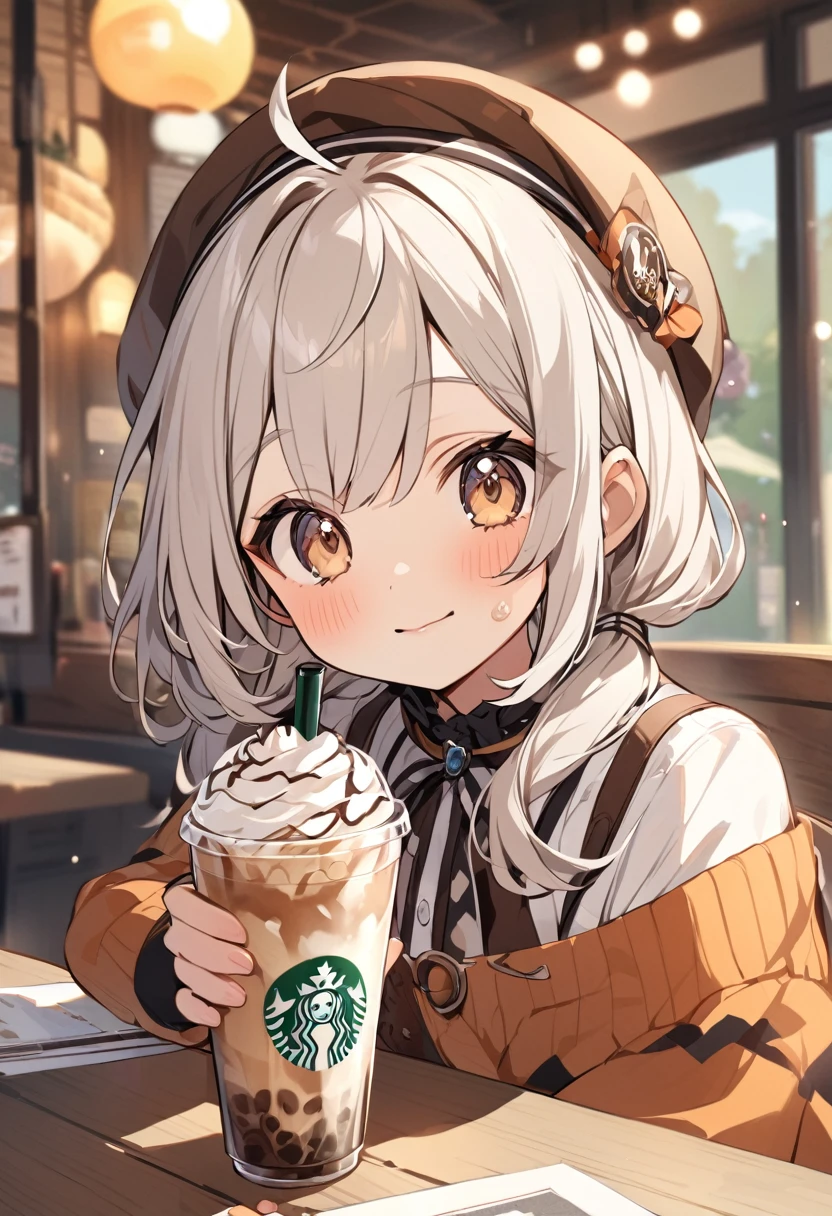 iced coffee、One girl、cute