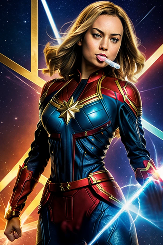 Captain Marvel with a penis in her mouth 