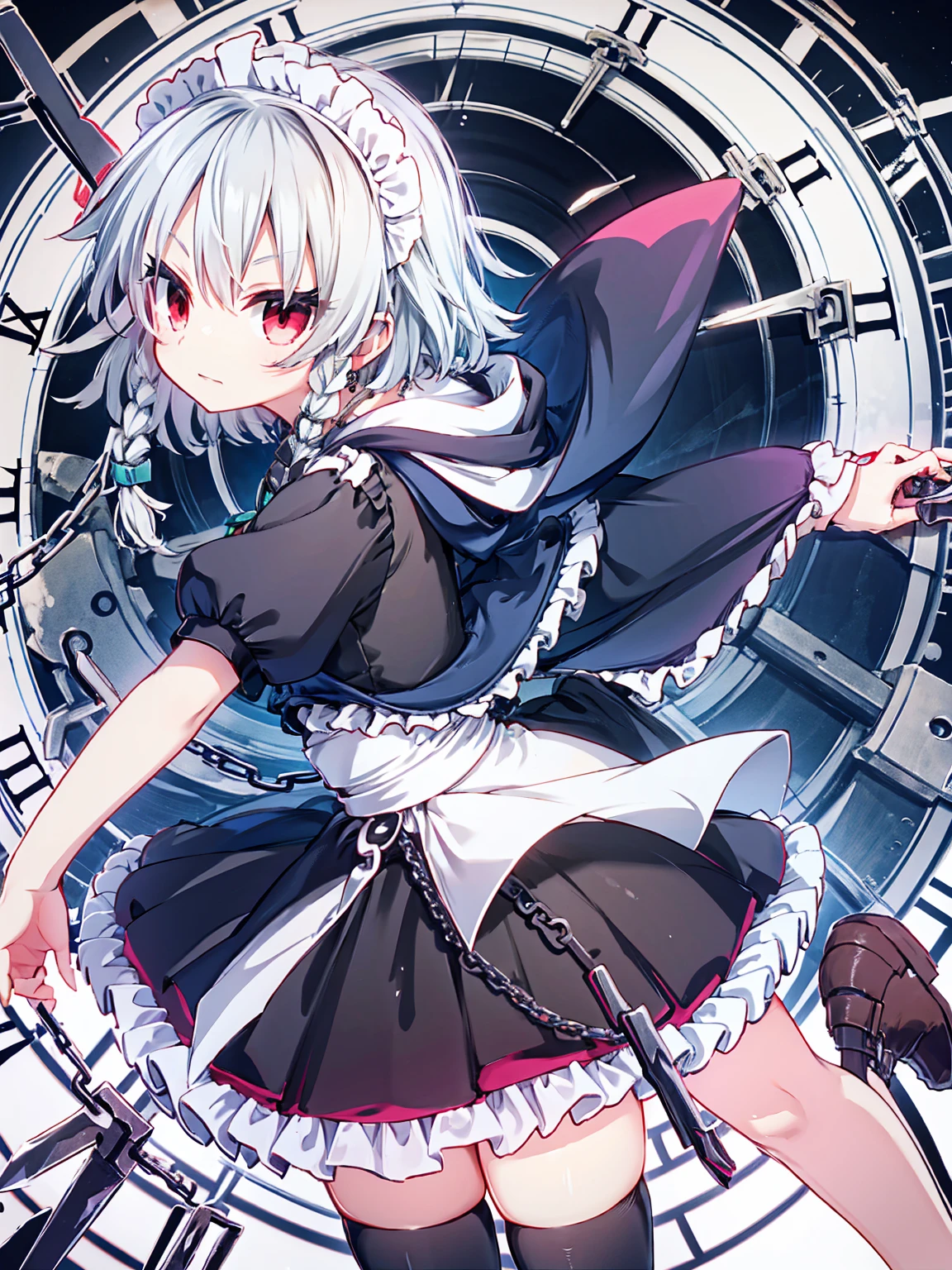 Izayoi Sakuya Ripper Clock Black Cloak Thick Chain Knife