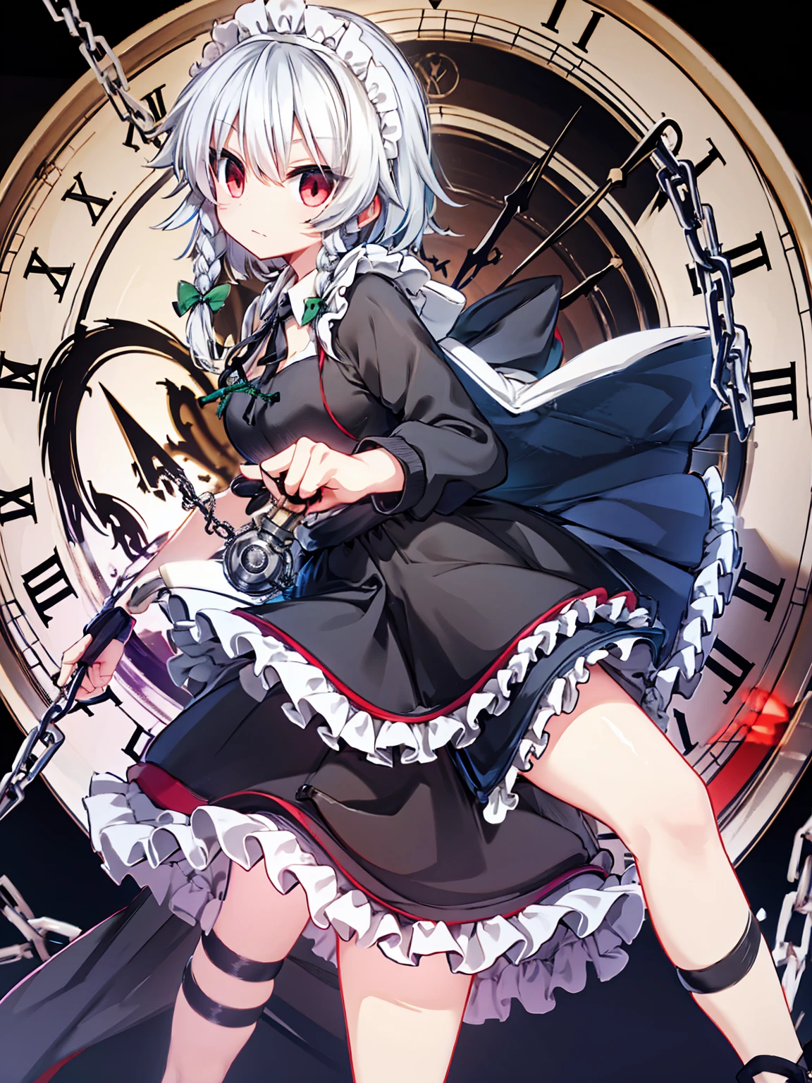 Izayoi Sakuya Ripper Clock Black Cloak Thick Chain Knife