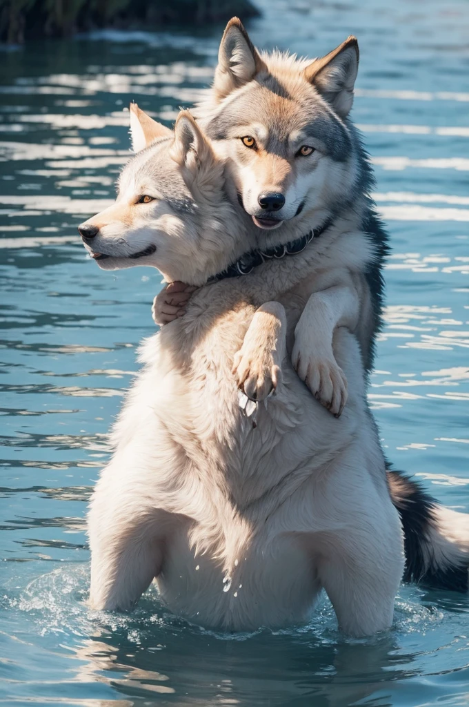 Wolf with a belly full of water