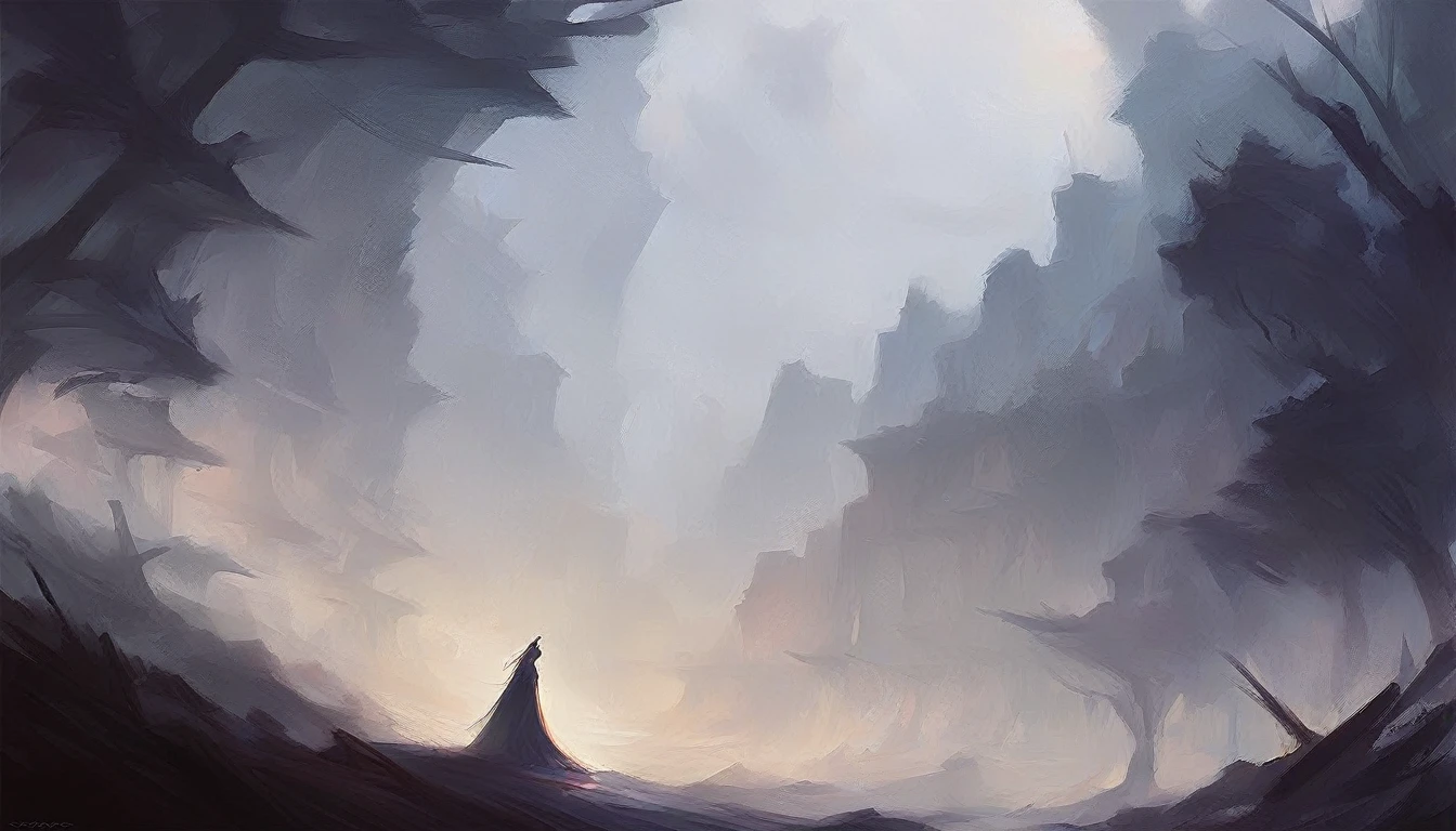 score_9, score_8_up, score_7_up, score_6_up, Source_Artstation, A faceless marble woman floating above a foggy forest, long shot, dutch angle, ominous, artistic, painterly, highly detailed, masterpiece, art of Sparth and Ismail Inceouglu