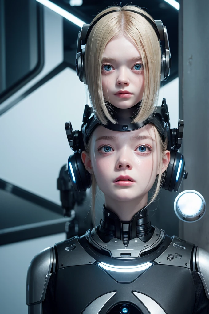 (The cyborg:1.1), (femboy:1.7), (Suki Waterhouse:1.2). (face portrait:1.5). Lexx , Mass Effect , Galaxina, Terminator, Metropolis. (masculine body:1.6). (She is entirely made from plastic and aluminum). (simple mechanical engineering:1.5). (neatly drawing all mechanical parts:1.6). (neatly drawing eyes:1.5), (Garson short haircut:1.5), (holo vision:1.4), (arms behind back:1.5). (She looks at me with the gaze of a predator hiding its prey. The face retains an icy calm, terrifying with its assumed indifference, only the eyes with dilated pupils betray a bloodthirsty intention. These are not the eyes of a living being, these are the eyes of a soulless machine that processes information extremely rationally and mercilessly:1.6). articulated metal arms, unhuman articulate cybernetic face. there are metal inclusions on her face. unhuman gaze. (identical unhuman cyborg's optical sensors:1.4). (her body is made from polished aluminum and translucent acrylate:1.4). beautiful perfect face, perfect articulate hands with five perfect articulate fingers. very sexy. mechanistic design, cyberpunk, (causing sexism). (cyborg's fingers:1.3). (enhanced image quality:1.5), (sharp focused photography:1.5).