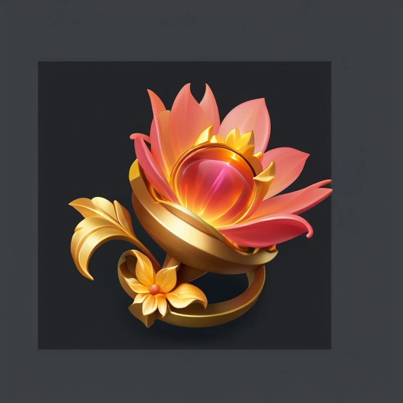 Close-up of a flower,Wearing a gold ring, game icon Programming, 3d icons for mobile games, Game Icon Assets, Magic spell icon, Programming art, Holy Flame Crown Spell, Programming 3 d, Object Art, Game assets, Programming game art, mobile Game assets, Programming, Artifact dota2, Fantasy game spell icons