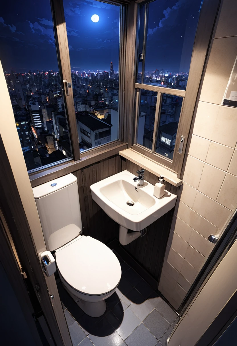 Private toilet、night