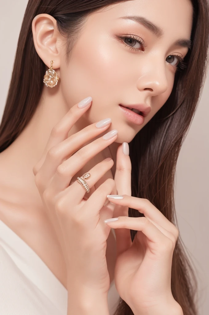 Her skin is white and very beautiful、I am spreading the labia majora with my own fingers、Hairless labia、