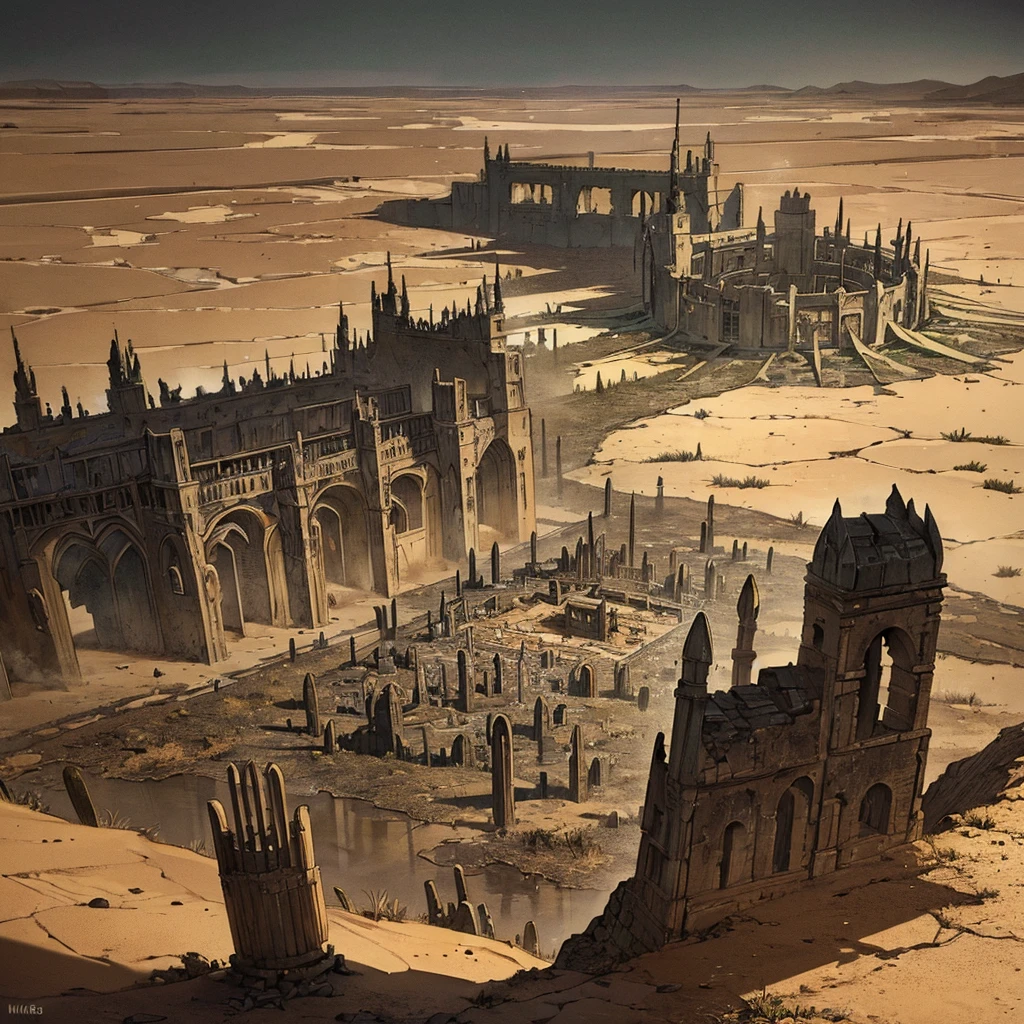 ((((No humans))))、Best illustrations、Best Quality、(Old ruins、desert、Grass)、Fall to the floor、(Black, muddy swamp)、(10 medieval knights)、battlefield、(White background)、explosion、rubble、destruction
