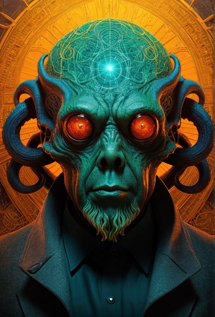 one person'The head becomes a sophisticated radar receiver,author:Victor I, kilian eng bright colors, Dynamic Lighting, The Art of Mathematics, Award-winning masterpiece, very beautiful, illustration, Aesthetics inspired by Beksinski and Damenford, Popular on artstationh, Artwork by Greg Rutkoski,marble,Cthulhu,scary photo