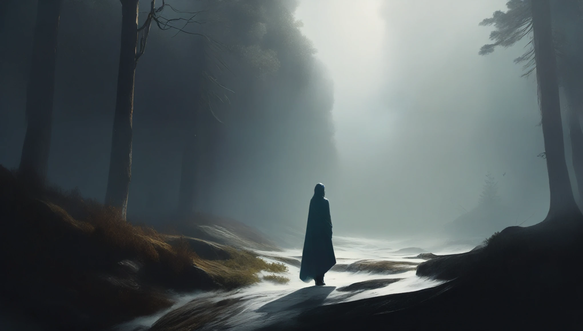 score_9, score_8_up, score_7_up, score_6_up, Source_Artstation, A faceless marble woman floating above a foggy forest, long shot, dutch angle, ominous, artistic, painterly, highly detailed, masterpiece, art of Sparth and Ismail Inceouglu
