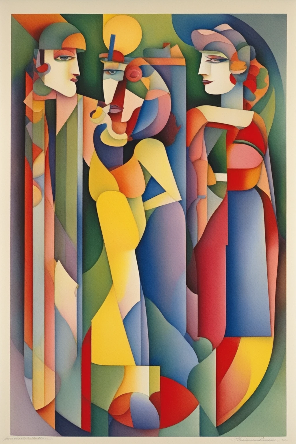 Jean Metzinger Style - Timeless Beauty of Minimalist Art in Watercolors by Richard Lindner