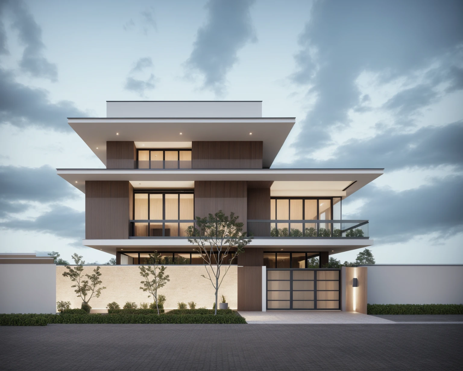 PLATFORM KTHOUSE, 1 morden villa,1large yard, 1 road runs in front of the house, (RAW photo, real, best quality, masterpiece:1.2), look morden minimalist, 1 road in front of the house, dynamic lighting:1.3, (hyper realistic, photo-realistic:1.2), high quality, (dark lighting:1.2), perfect lighting, archdaily, no human, light at 12 noon, light in door:1.2