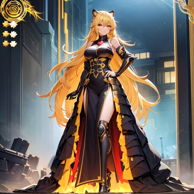 full-body shot(best quality),masterpiece, Very beautiful girl, Very detailed, Amazing, fine details, official art, Super detailed, High resolution, A girl stands in front of a tiger, (Taoism), Beautiful and meticulous girl, There is light on the face, nobody, Flowing blonde hair, Mechanical Lady, Mechanical Armor, water, Armored, Pink mech, Honey Mecha, Machinery,burning city, broken streets, ruins,Motorcycle Friends,horizon,(whole body:0.8),upper bust_Body,,Taoism,flower,Long Er,Bathyscaphe，tarot，(masterpiece, highest quality), (Detailed Hair), Very detailed, Anime Style, whole body, alone, Concept Art, Science Fantasy Combat Girl, Neck-length black and yellow hair, Golden Eyes, His right hand has been modified into a deadly cybernetic claw.. Cyber Kimono, Torn red scarf, Cyber Horned, Wearing tabi socks, White Background, whole body, Standing in the wasteland,Miss, witch hunter, Super detailed, Japanese hairstyle, Surreal robotic arm
