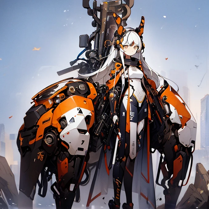 full-body shot(best quality),masterpiece, Very beautiful girl, Very detailed, Amazing, fine details, official art, Super detailed, High resolution, A girl stands in front of a tiger, (Taoism), Beautiful and meticulous girl, There is light on the face, nobody, Flowing blonde hair, Mechanical Lady, Mechanical Armor, water, Armored, Pink mech, Honey Mecha, Machinery,burning city, broken streets, ruins,Motorcycle Friends,horizon,(whole body:0.8),upper bust_Body,,Taoism,flower,Long Er,Bathyscaphe，tarot，(masterpiece, highest quality), (Detailed Hair), Very detailed, Anime Style, whole body, alone, Concept Art, Science Fantasy Combat Girl, Neck-length black and yellow hair, Golden Eyes, His right hand has been modified into a deadly cybernetic claw.. Cyber Kimono, Torn red scarf, Cyber Horned, Wearing tabi socks, White Background, whole body, Standing in the wasteland,Miss, witch hunter, Super detailed, Japanese hairstyle, Surreal robotic arm
