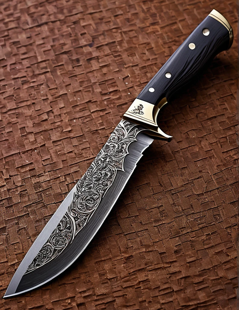 A special type of knife, with carved design. The sharp side of the knife has a specific cut. 