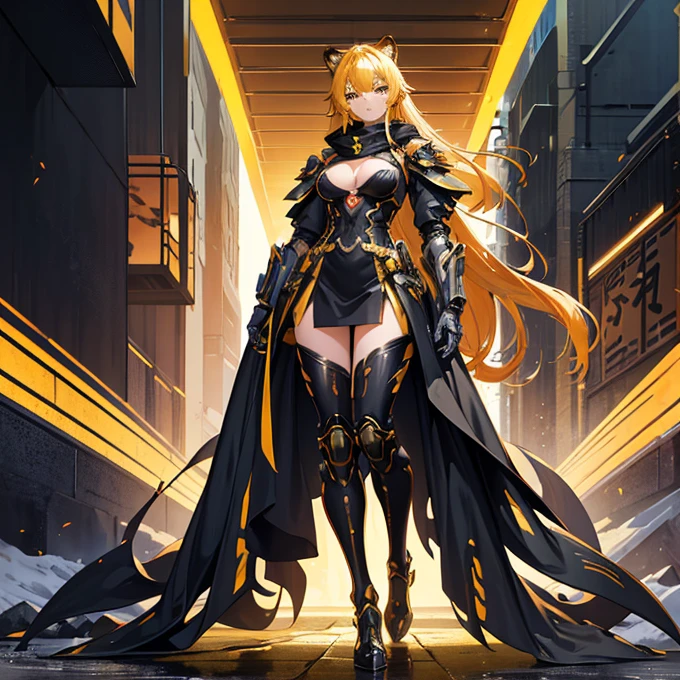 full-body shot(best quality),masterpiece, Very beautiful girl, Very detailed, Amazing, fine details, official art, Super detailed, High resolution, A girl stands in front of a tiger, (Taoism), Beautiful and meticulous girl, There is light on the face, nobody, Flowing blonde hair, Mechanical Lady, Mechanical Armor, water, Armored, Pink mech, Honey Mecha, Machinery,burning city, broken streets, ruins,Motorcycle Friends,horizon,(whole body:0.8),upper bust_Body,,Taoism,flower,Long Er,Bathyscaphe，tarot，(masterpiece, highest quality), (Detailed Hair), Very detailed, Anime Style, whole body, alone, Concept Art, Science Fantasy Combat Girl, Neck-length black and yellow hair, Golden Eyes, His right hand has been modified into a deadly cybernetic claw.. Cyber Kimono, Torn red scarf, Cyber Horned, Wearing tabi socks, White Background, whole body, Standing in the wasteland,Miss, witch hunter, Super detailed, Japanese hairstyle, Surreal robotic arm
