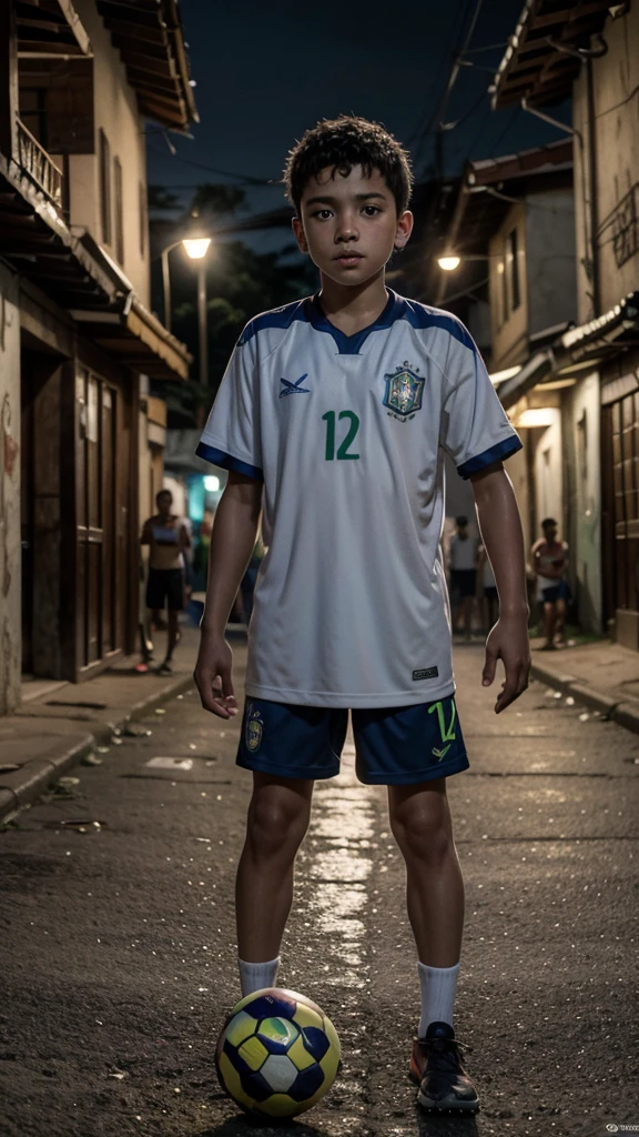 brazilians kids playing soccer in the street, high detail, cinematic lighting, UHD, textured skin, super detail, high details, 4K, 1080P, highres