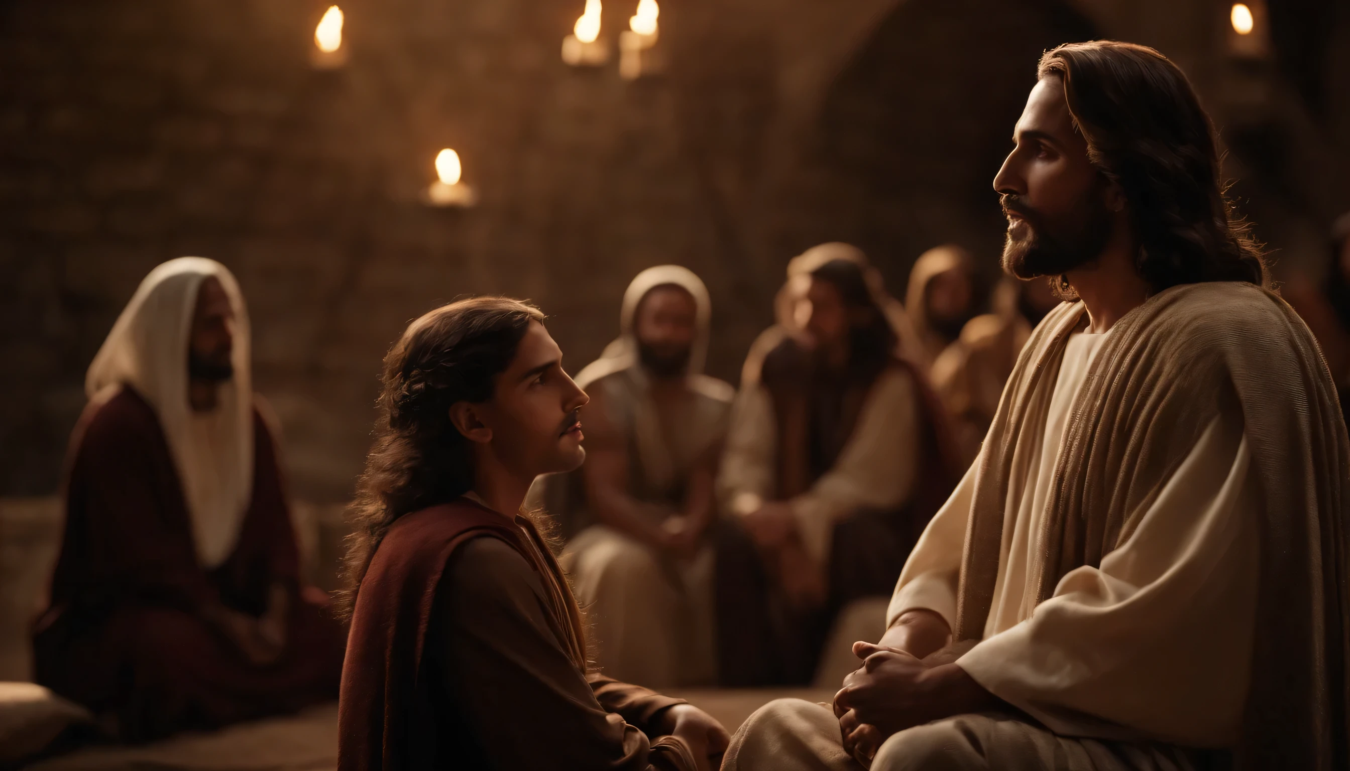 Jésus-Christ parlant à Matthieu au bureau des impôts