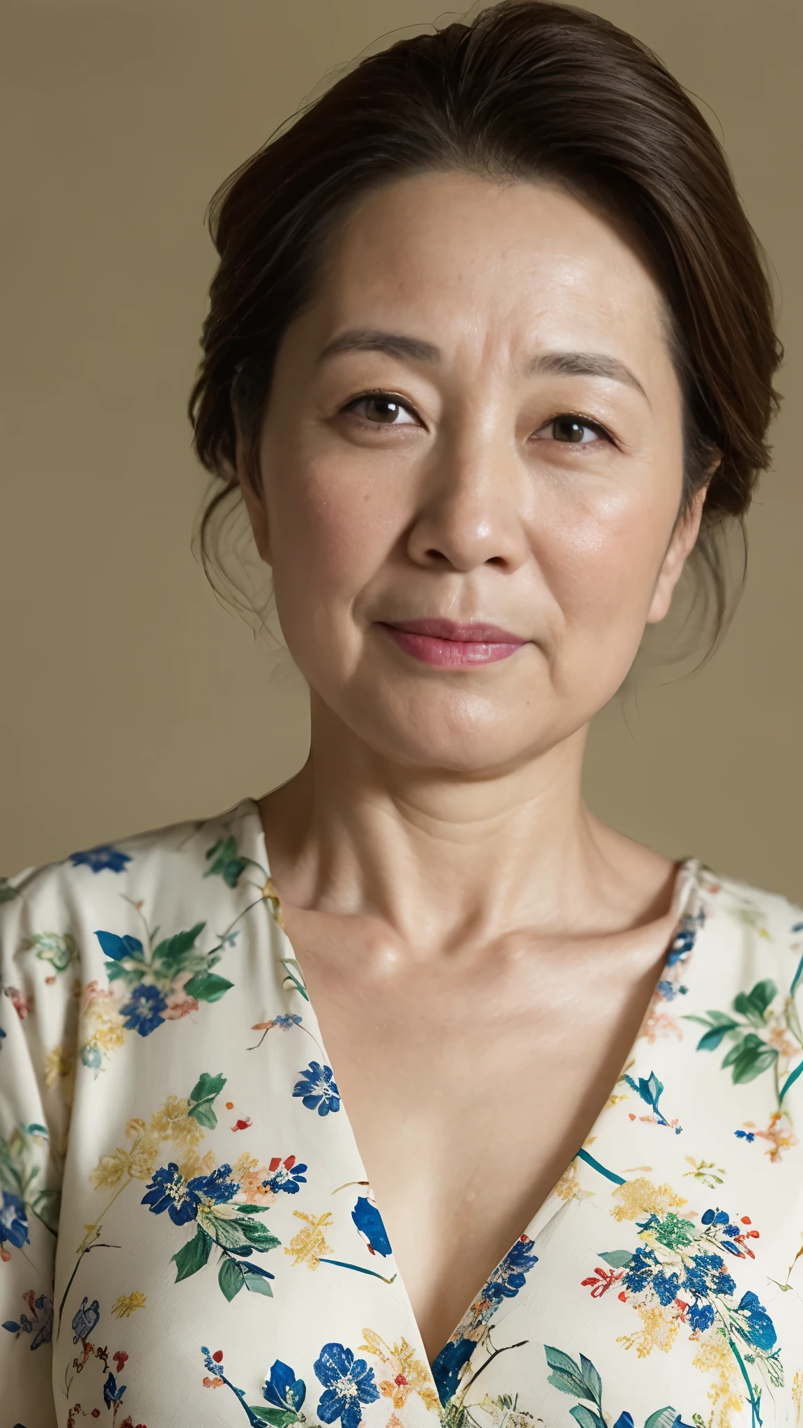 Kawase Hasui, Mature Woman, straight, Japanese painting gravure, senior citizen, Draw lips correctly, Red lipstick, No discomfort, 120 years old, 16K, Highest quality, Very detailed, Realistic, Very detailed肌, (Japanese), alone, Large Breasts, Neighborhood Wife, Glamour, sexy, Chromo White Skin, Staring straight ahead,