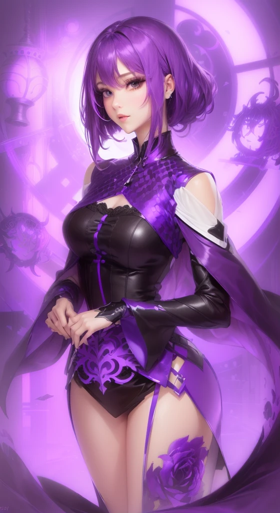 change the hair to purple, change the dress into purple, make hair and dress to purple. color purple, purple, change the hair and dress into color purple,