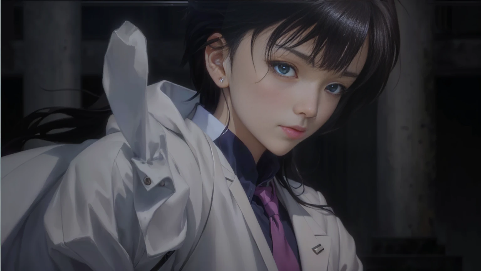 masterpiece, Highest quality, (Highly detailed CG Unity 8k wallpaper), (Highest quality), (Best illustrations), (Best Shadow), Absurd, Realistic lighting, (abyss), Beautiful sparkle, Anime character with long hair and blue eyes in a white coat, Makoto Shinkai and ArtGerm, makoto kano, makoto shinka, Makoto Shinkai ( Apex Legends ), Makoto Shinkai. Digital Rendering, Junji、4K, Close-up of Rei Iwakura, Smooth anime CG art, Makoto Oil Painting