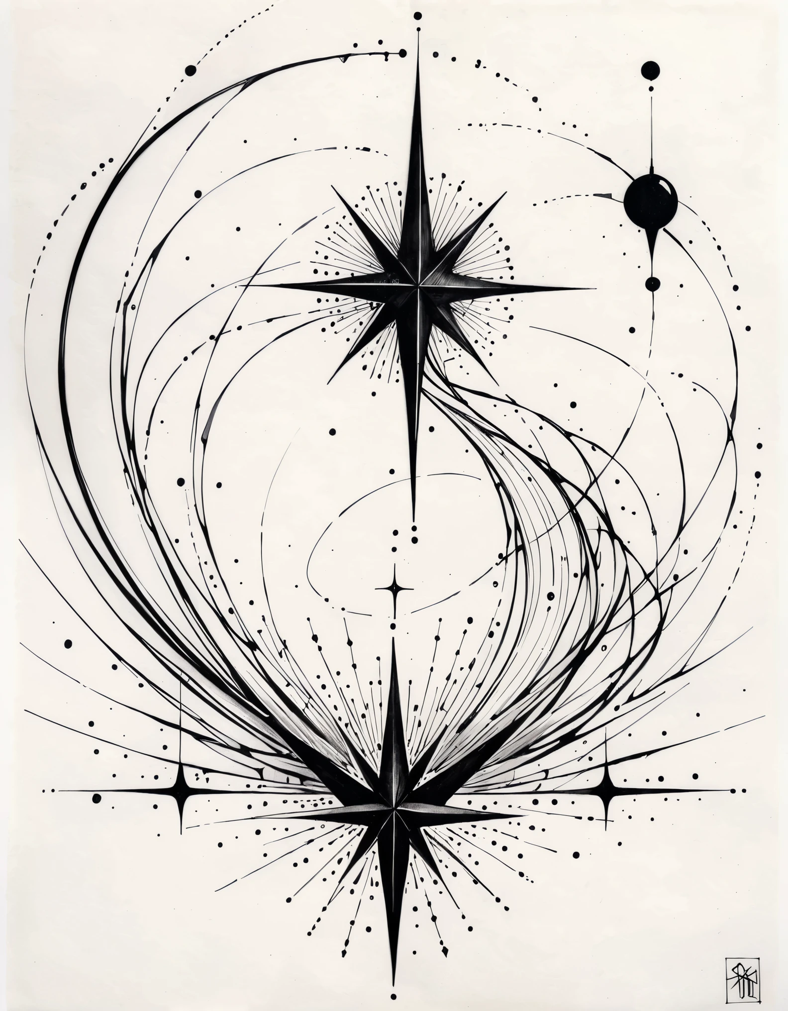 in style of Santiago Caruso,Minimalist Lines and Shapes Tattoo Designs
