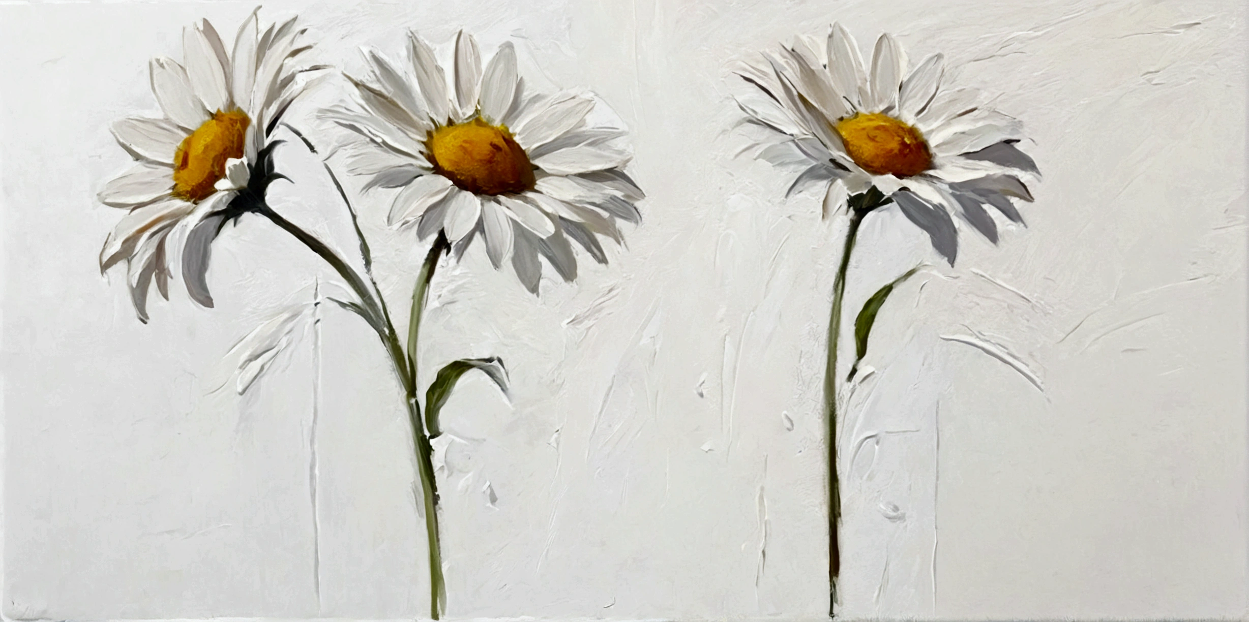 Daisy,color,Perfect proportion,vanilla,bright,White background,real,emotion,Thick textured paint,
