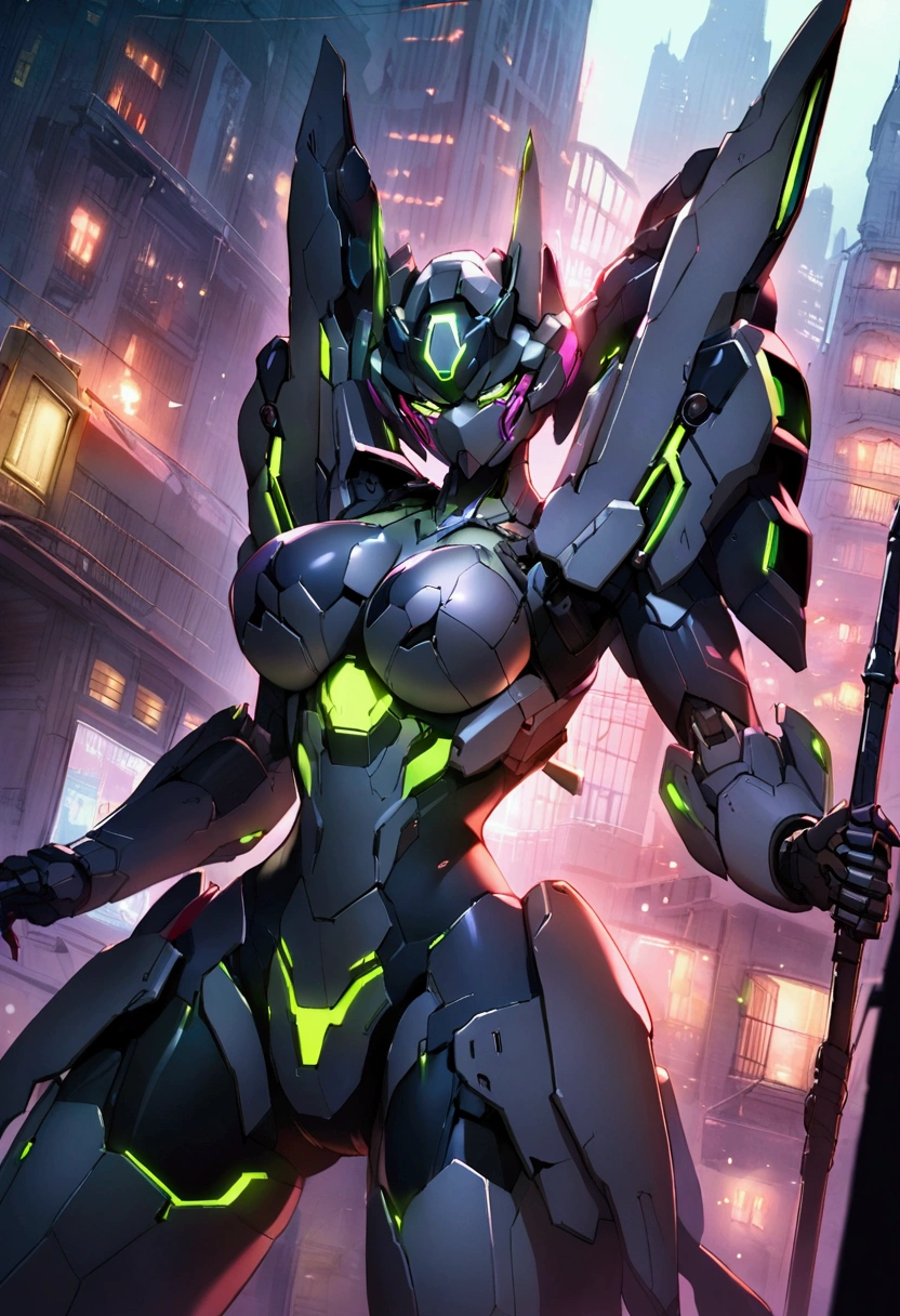 Cyberpunk Building,fight,Mecha Beauty