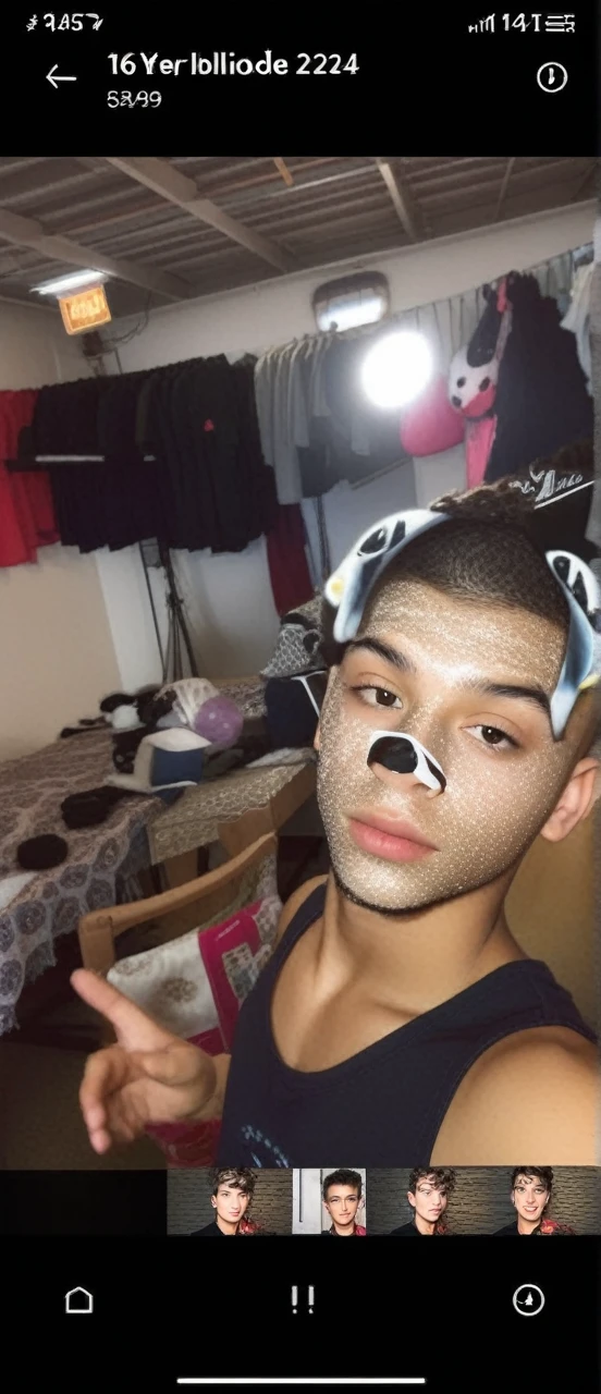 Make a 16 year old male teenager, looking to the side with yellow background, Brazilian features, light skin tone, very short dark blonde almost bald and wavy hair, dark brown eyes, blonde eyebrows with a small line in each eyebrow