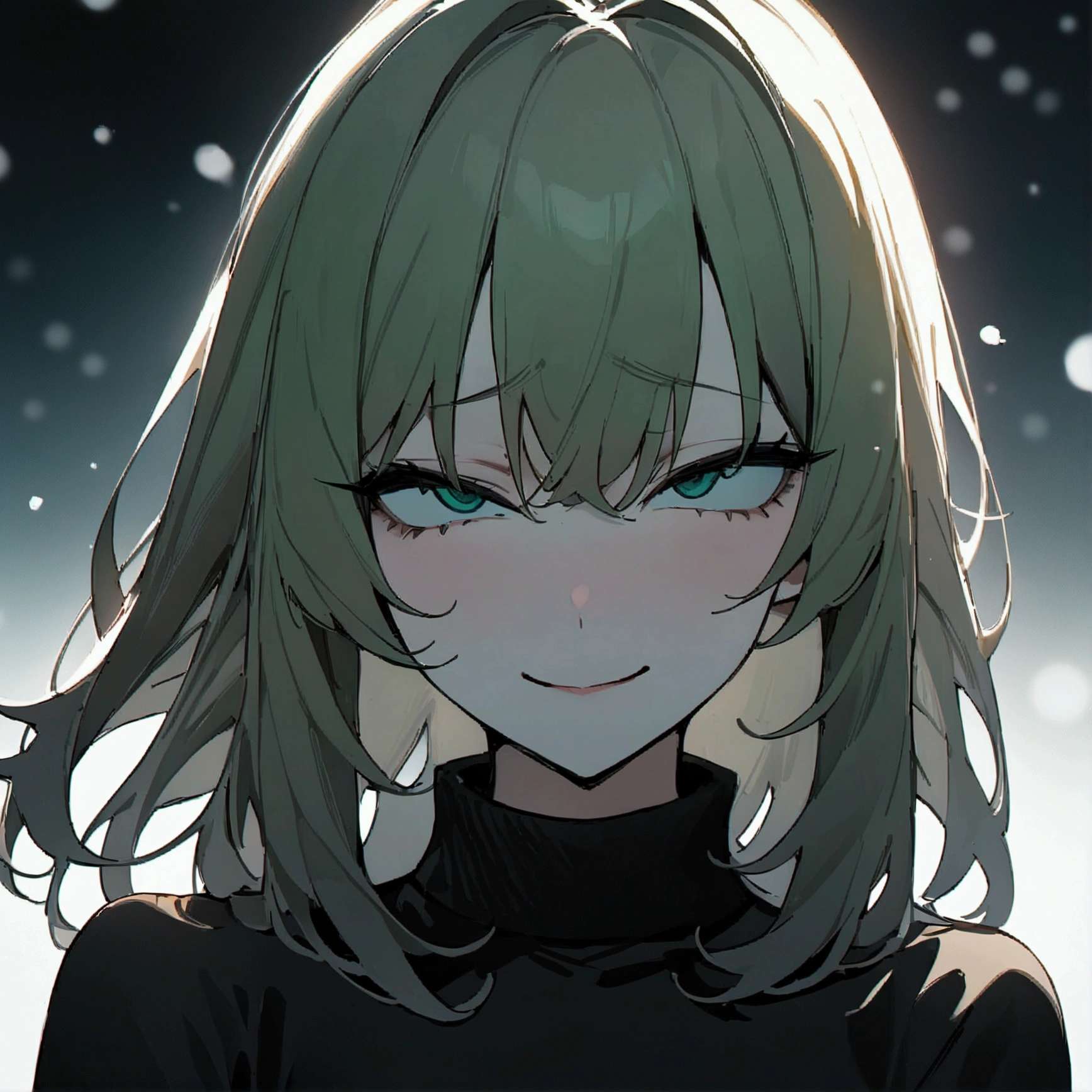 (masterpiece:1.2, Highest quality),(Snow White-like girl), 1 female, whole body, Black sweater, casual, Wide green, Minimal makeup, , pale,Natural materials, Close-up face, Wicked Smile, Bright Eyes、Round pupils,8K high resolution, Fine Lines, ((whole body))