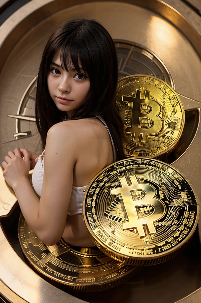 anime girl, bitcoin, coin