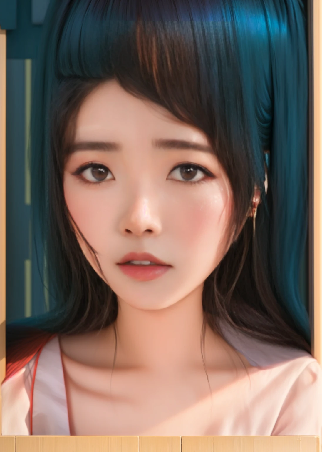 Close-up of a woman,She has a fake ID on her face, yun ling, wenfei ye, jinyiwei, pengzhen zhang, zhuoxin ye, qiu fang, passport photo, Cai Zhiyun, Chengyou Liu, xintong chen, qifeng lin, xiaofan zhang, li zixin, Xue Han