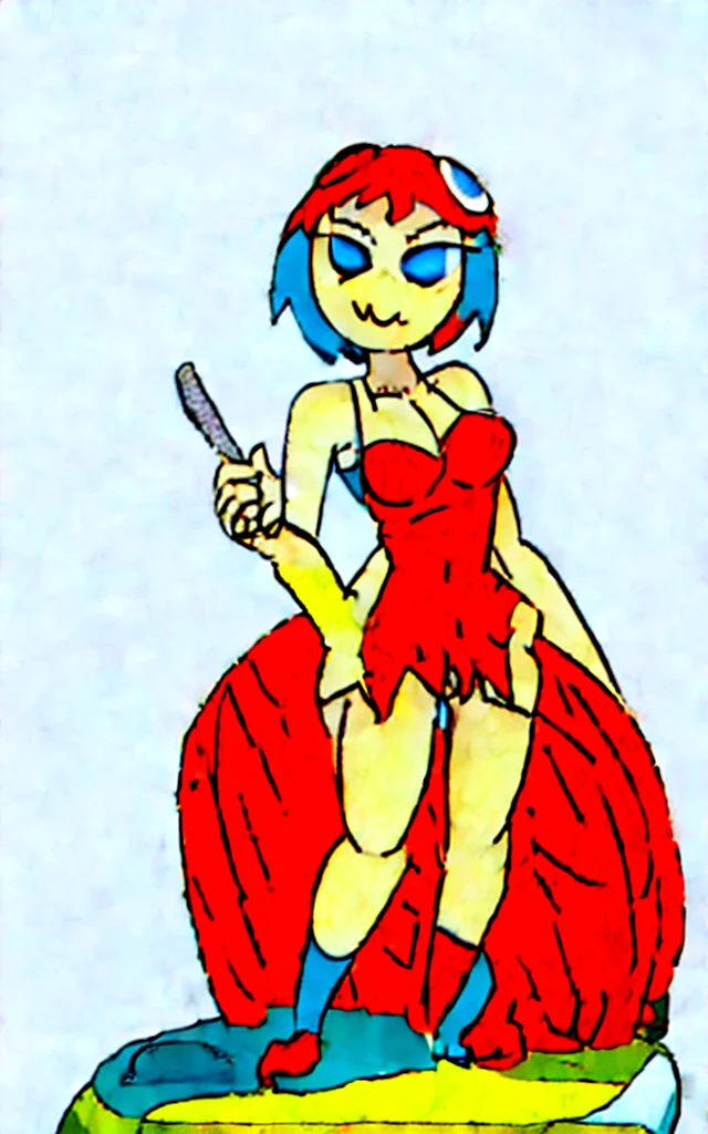 pov, sam, totally spies, orange hair, green eyes, , smile, half-closed eyes, smile, front door, against door frame, black thighhighs, black long gloves, witch hat, pussyples, hn, pulling viewer by the hand, shota-boy hand