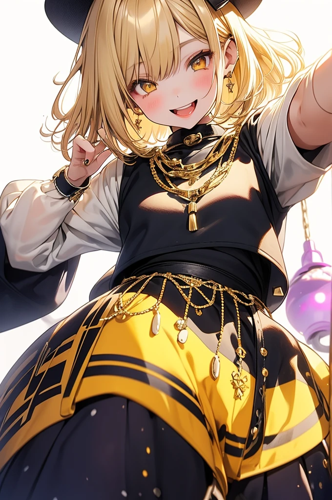 Blonde、Yellow Eyes、Bob Hair、Idol、Fluffy skirt、dance、Smile、ColorPurple