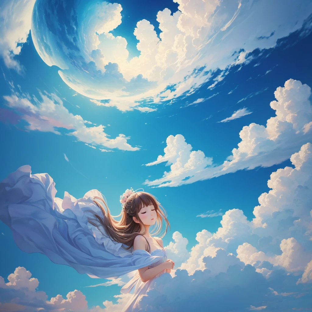 Create a unique painting, 「Heavenly Dream」Inspired by.,&#39;, He combines space imagery and dreamscapes to create surreal masterpieces., Very symmetrical