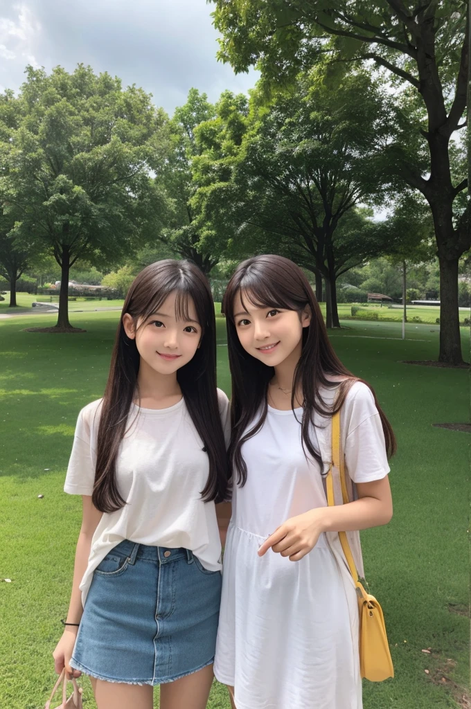 cute、Double、Long Hair、Park after rain