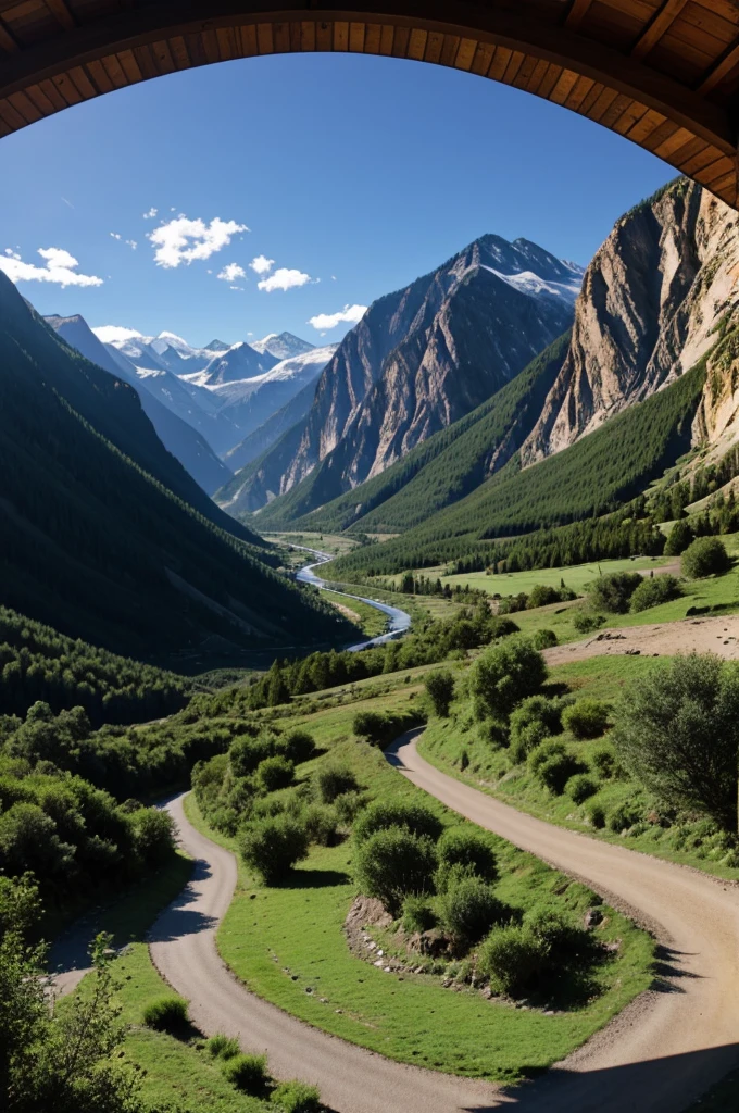 Animated valley with mountains