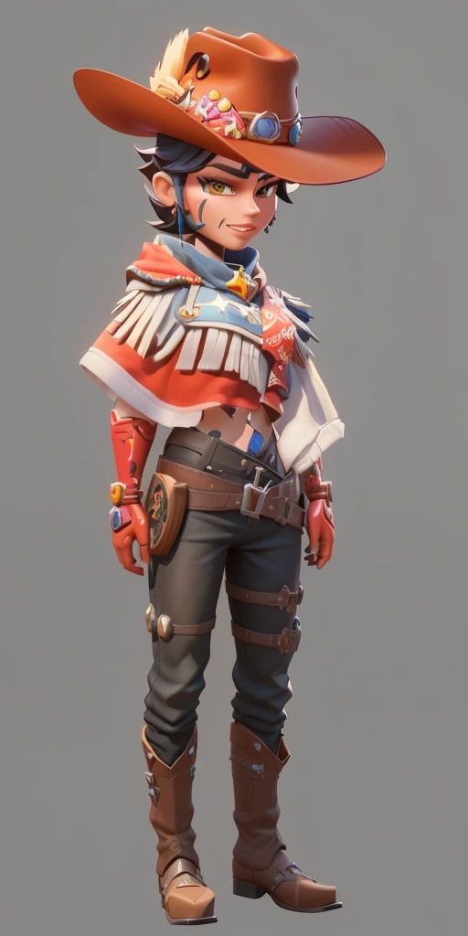 Close-up of cartoon character wearing cowboy hat, 3D rendering style, Stylized characters, Stylized pbr, Stylized 3d rendering, very detailed character, stylized concept art, Stylized as 3D rendering, Super detailed fantasy characters, very Stylized characters design, Stylized characters design, Stylized 3D, character render