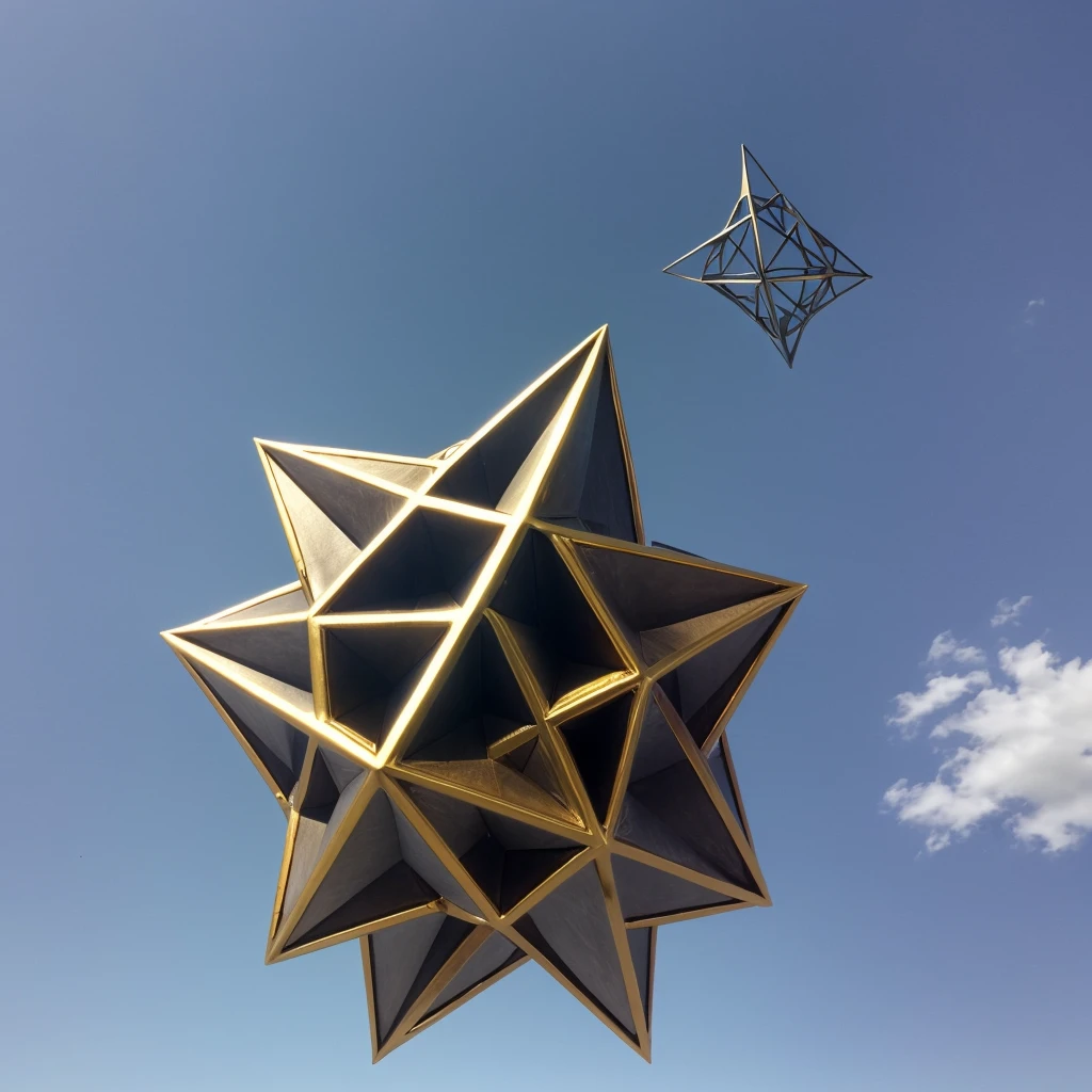 Three-dimensional Star of David. The vertex of the tetrahedron pointing upward, ends a hand's length above the head and the downward-pointing vertex of the tetrahedron, ends at a hand's length below your feet. Run a tube from the top vertex to the bottom point, through the body's main energy centers or chakras. This tube, for your body, has the diameter of the circle you make when you touch your largest finger with your thumb. It looks like a fluorescent glass tube, except that it has a crystalline structure at the ends that fit inside the two vertices of the star tetrahedron.