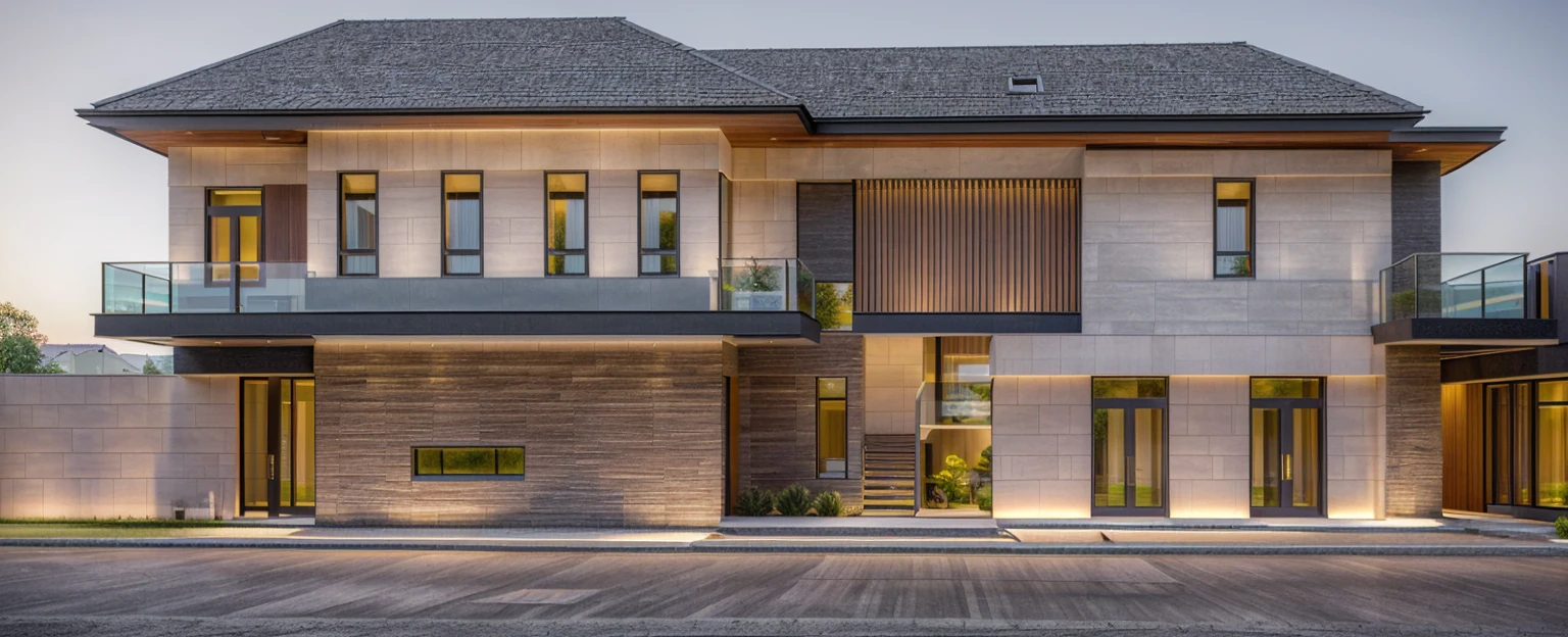 villa modern,night, Realistic, exterior, sunlight, house, RAW photo, 8k uhd, dslr, (high detailed skin:1.3), soft lighting, ultra quality, film grain, Fujifilm XT3, sharp image, best quality, authentic, hight quality,