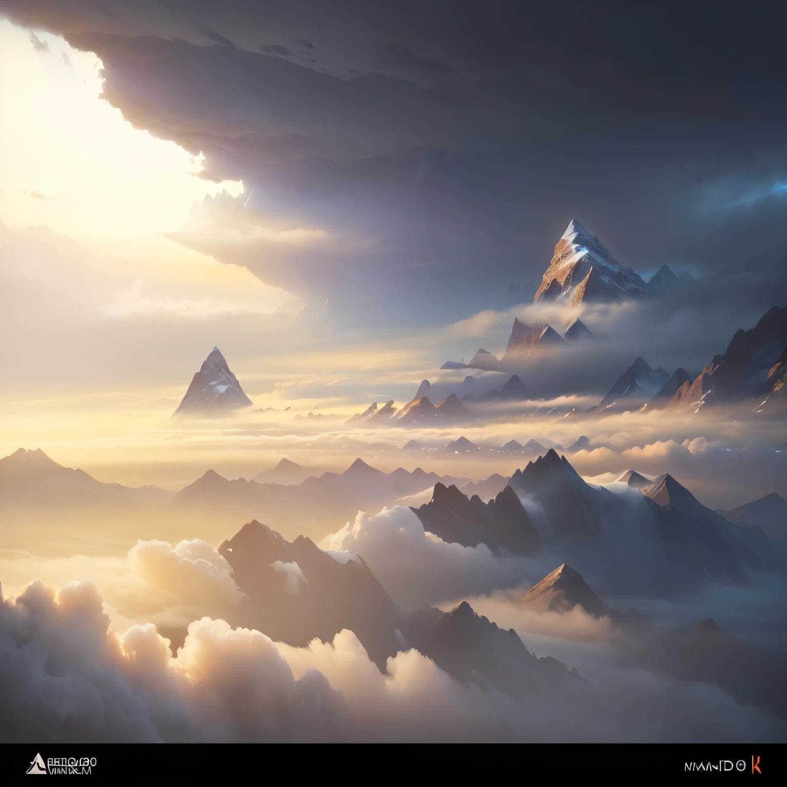 There is a picture of mountains with clouds in the sky, Matte painting mysterious dota pixar, 8k matte painting, 8k matte painting, matte painting 4k 8k, epic background, 4K Matte Painting, Fantastic matte painting, Beautiful painted scene, Epic painting, Matte Painting V-Ray, 3D Rendering Matte, background