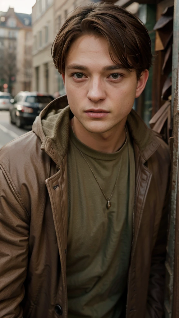 Make me a age boy, chestnut, Cold look, marked jaw like the cheekbones, hazel eyes.
Robin Pattinson Style