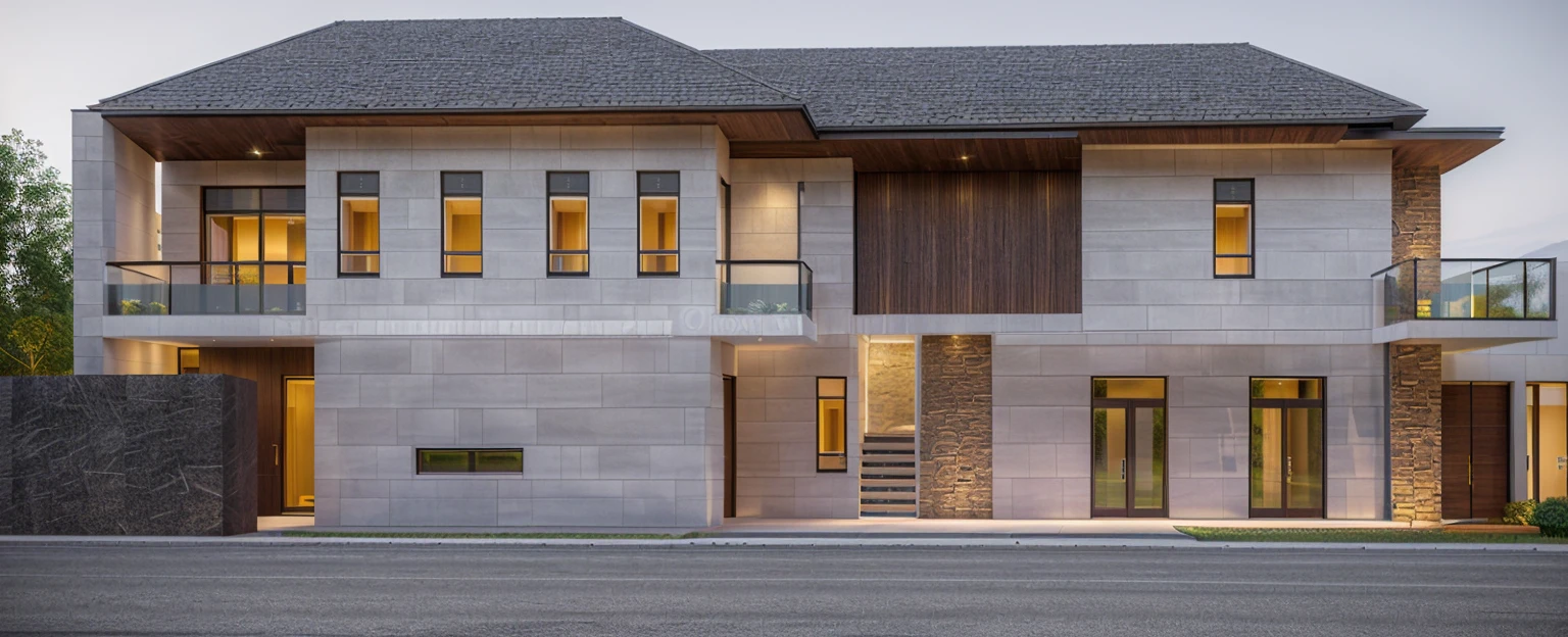 villa modern,night, Realistic, exterior, sunlight, house, RAW photo, 8k uhd, dslr,  (high detailed skin:1.3), soft lighting, ultra quality, film grain, Fujifilm XT3, sharp image, best quality, authentic, hight quality,