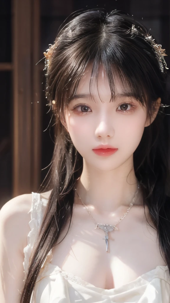 best quality, masterpiece, high resolution, 1 girl,Red porcelain dress, Hair accessories, necklace, Jewelry, Pretty Face, Body, Tyndall effect, Practical, Shadow Studio, Edge lighting, Two-color lighting, (High Detail Skin: 1.2), 8K UHD, SLR camera, Soft Light, high quality, Volumetric Light, , photo, high resolution, 4K, 8K, Background blur,