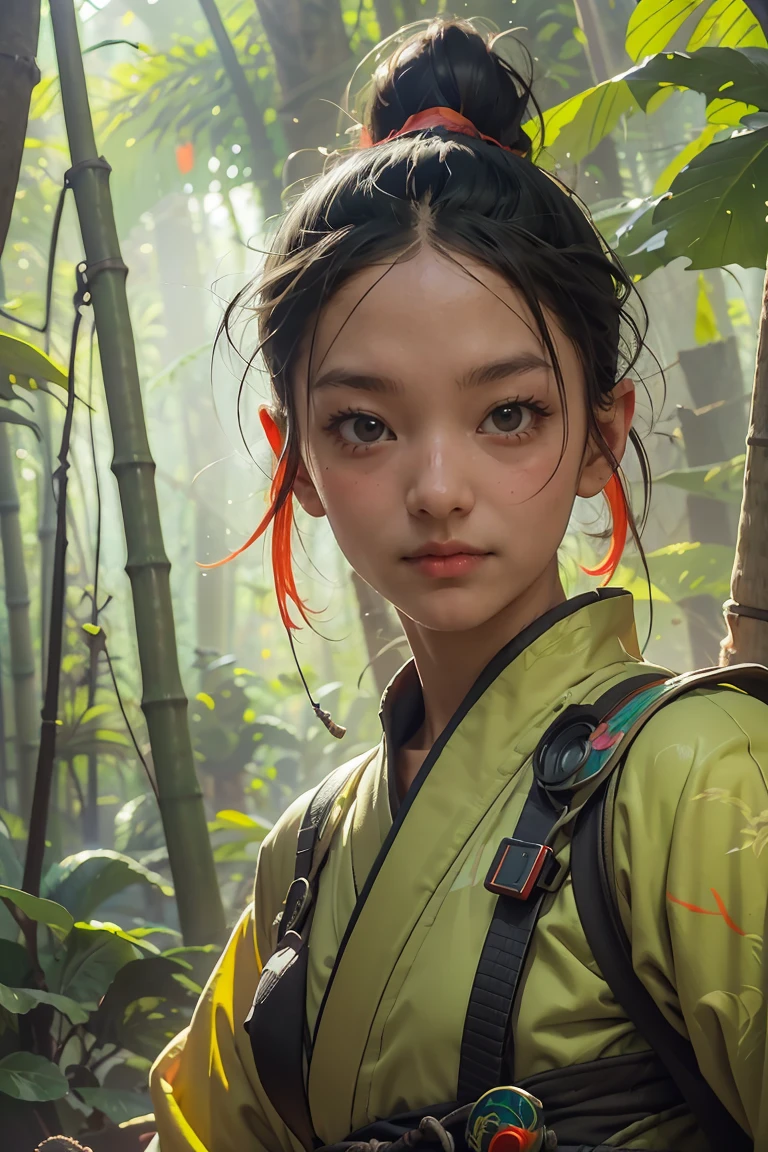 bamboo forest background,A look of determination,colorful vivid octane render, cybernetic and highly detailed, loba andrade from apex legends, created in unreal engine 5, made in unreal engine 5, trending on unreal engine 5, Antique portraits, Martial arts fantasy style 8k octane rendering, rendered in unreal 5, rendered in high octane