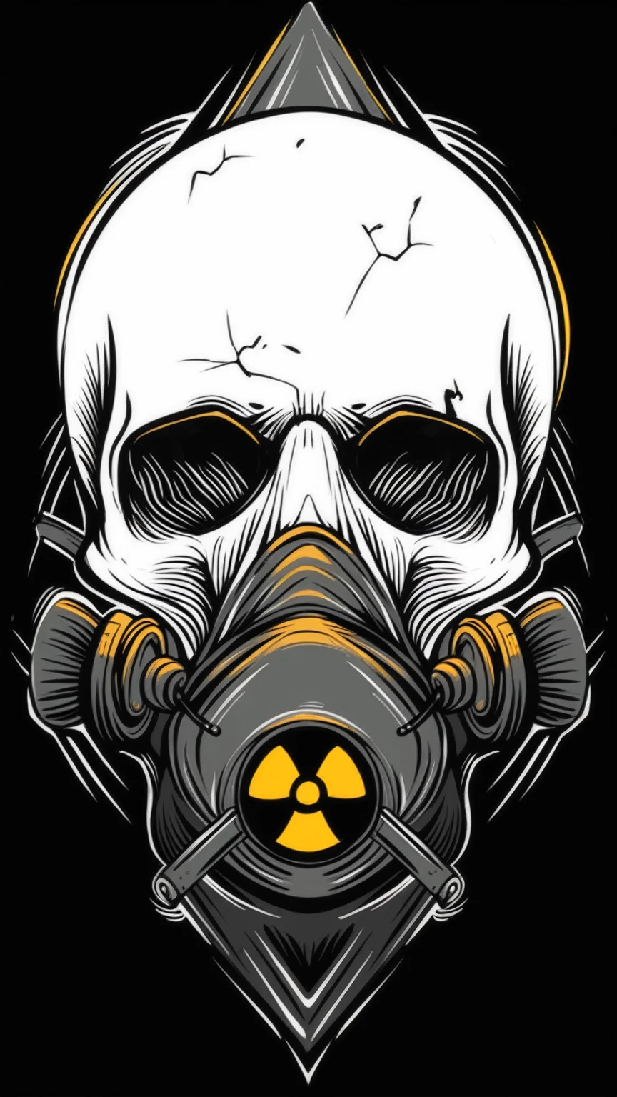 Human skull with gas mask
