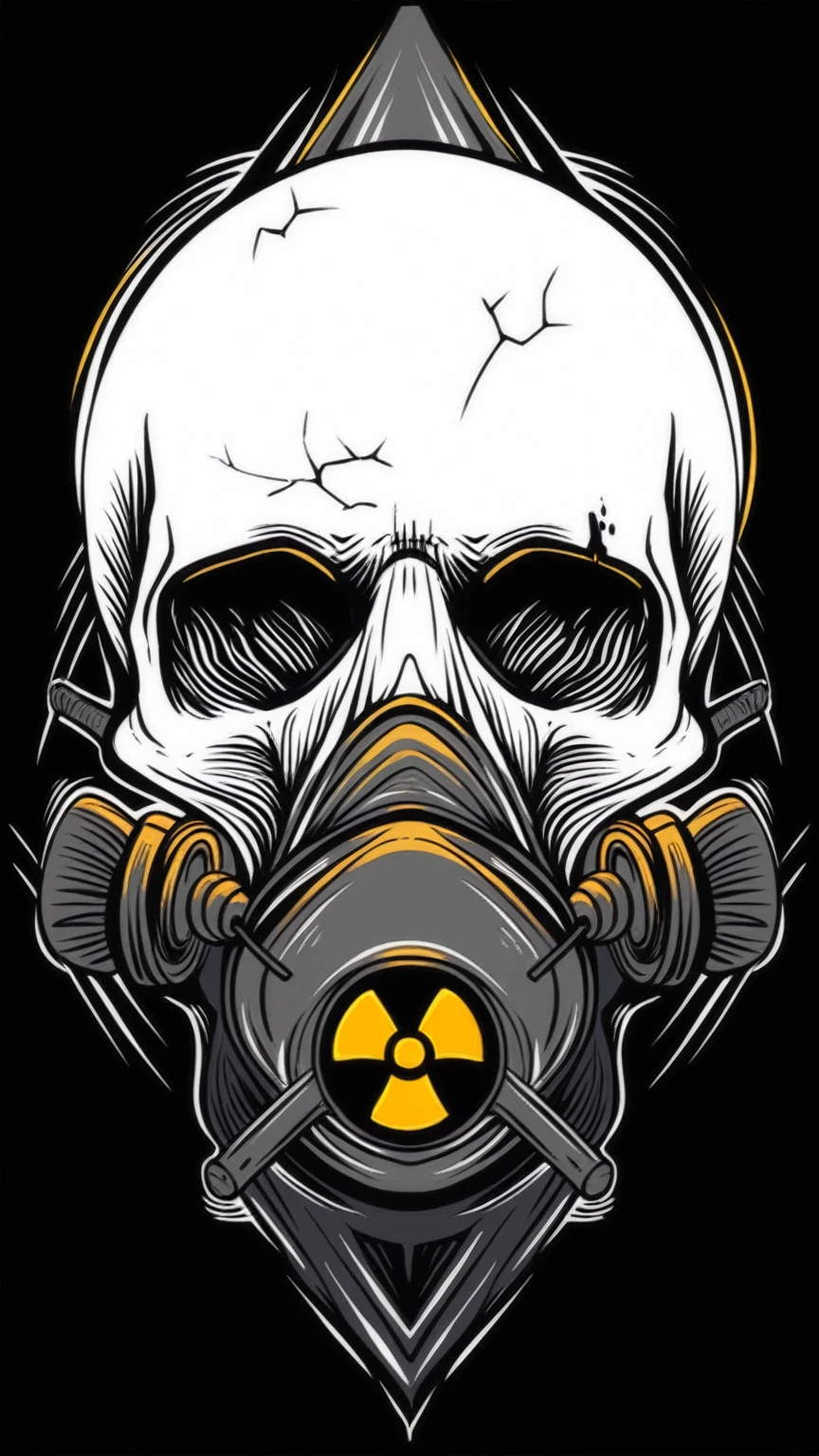 Human skull with gas mask