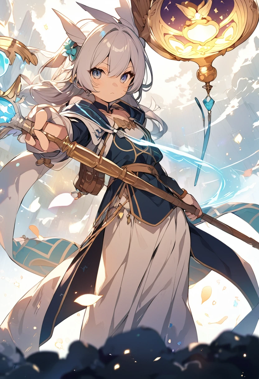 An anime character holding a magical staff.