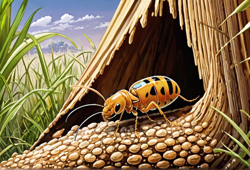 Illustrations of afrocan termite hill, masterpiece best quality:1.2) delicate illustration ultra-detailed, illustrations, bright, colourful,